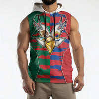Custom Mexico And Korean Football Sleeveless Hoodie Split Flag Golden Trophy Grunge