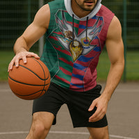 Custom Mexico And Korean Football Sleeveless Hoodie Split Flag Golden Trophy Grunge