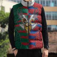 Custom Mexico And Korean Football Sleeveless Puffer Jacket Split Flag Golden Trophy Grunge