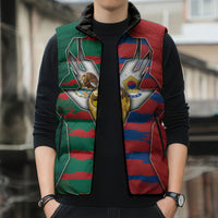 Custom Mexico And Korean Football Sleeveless Puffer Jacket Split Flag Golden Trophy Grunge