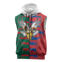 Custom Mexico And Korean Football Sleeveless Zip Hoodie Split Flag Golden Trophy Grunge