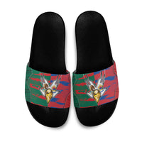 Mexico And Korean Football Slide Sandals Split Flag Golden Trophy Grunge