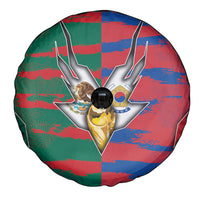 Mexico And Korean Football Spare Tire Cover Split Flag Golden Trophy Grunge