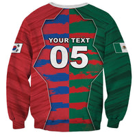Custom Mexico And Korean Football Sweatshirt Split Flag Golden Trophy Grunge