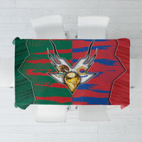 Mexico And Korean Football Tablecloth Split Flag Golden Trophy Grunge