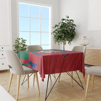 Mexico And Korean Football Tablecloth Split Flag Golden Trophy Grunge