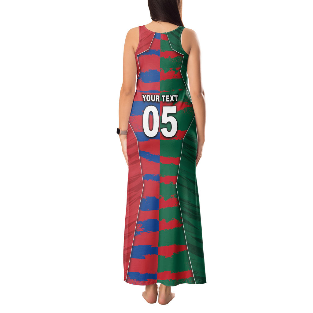 Custom Mexico And Korean Football Tank Maxi Dress Split Flag Golden Trophy Grunge