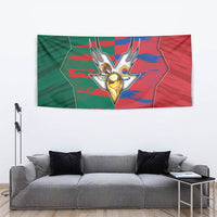 Mexico And Korean Football Tapestry Split Flag Golden Trophy Grunge