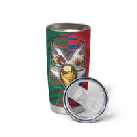 Custom Mexico And Korean Football Tumbler Cup Split Flag Golden Trophy Grunge