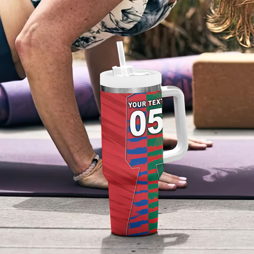 Custom Mexico And Korean Football Tumbler With Handle Split Flag Golden Trophy Grunge