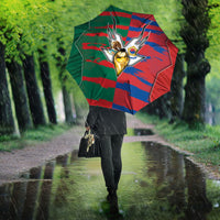 Mexico And Korean Football Umbrella Split Flag Golden Trophy Grunge