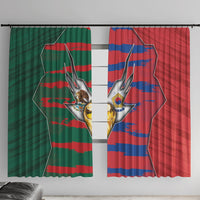 Mexico And Korean Football Window Curtain Split Flag Golden Trophy Grunge