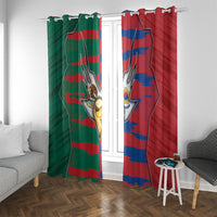 Mexico And Korean Football Window Curtain Split Flag Golden Trophy Grunge