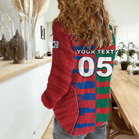Custom Mexico And Korean Football Women Casual Shirt Split Flag Golden Trophy Grunge