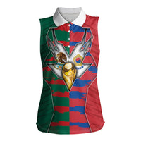 Custom Mexico And Korean Football Women Sleeveless Polo Shirt Split Flag Golden Trophy Grunge