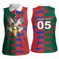 Custom Mexico And Korean Football Women Sleeveless Polo Shirt Split Flag Golden Trophy Grunge