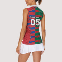 Custom Mexico And Korean Football Women Sleeveless Polo Shirt Split Flag Golden Trophy Grunge