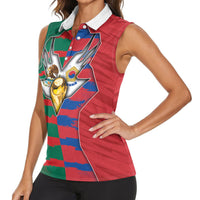 Custom Mexico And Korean Football Women Sleeveless Polo Shirt Split Flag Golden Trophy Grunge