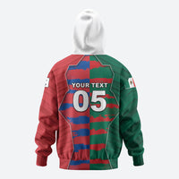 Custom Mexico And Korean Football Zip Hoodie Split Flag Golden Trophy Grunge