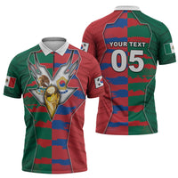 Custom Mexico And Korean Football Zipper Polo Shirt Split Flag Golden Trophy Grunge