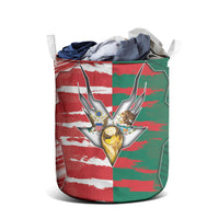 USA And Mexico Football Laundry Basket Split Flag Golden Trophy Grunge