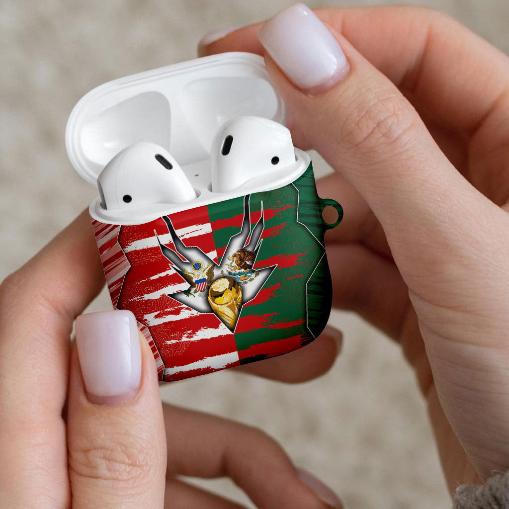 USA And Mexico Football AirPods Case Split Flag Golden Trophy Grunge