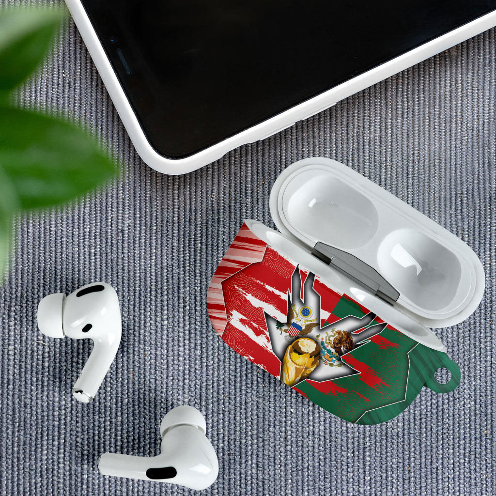 USA And Mexico Football AirPods Case Split Flag Golden Trophy Grunge