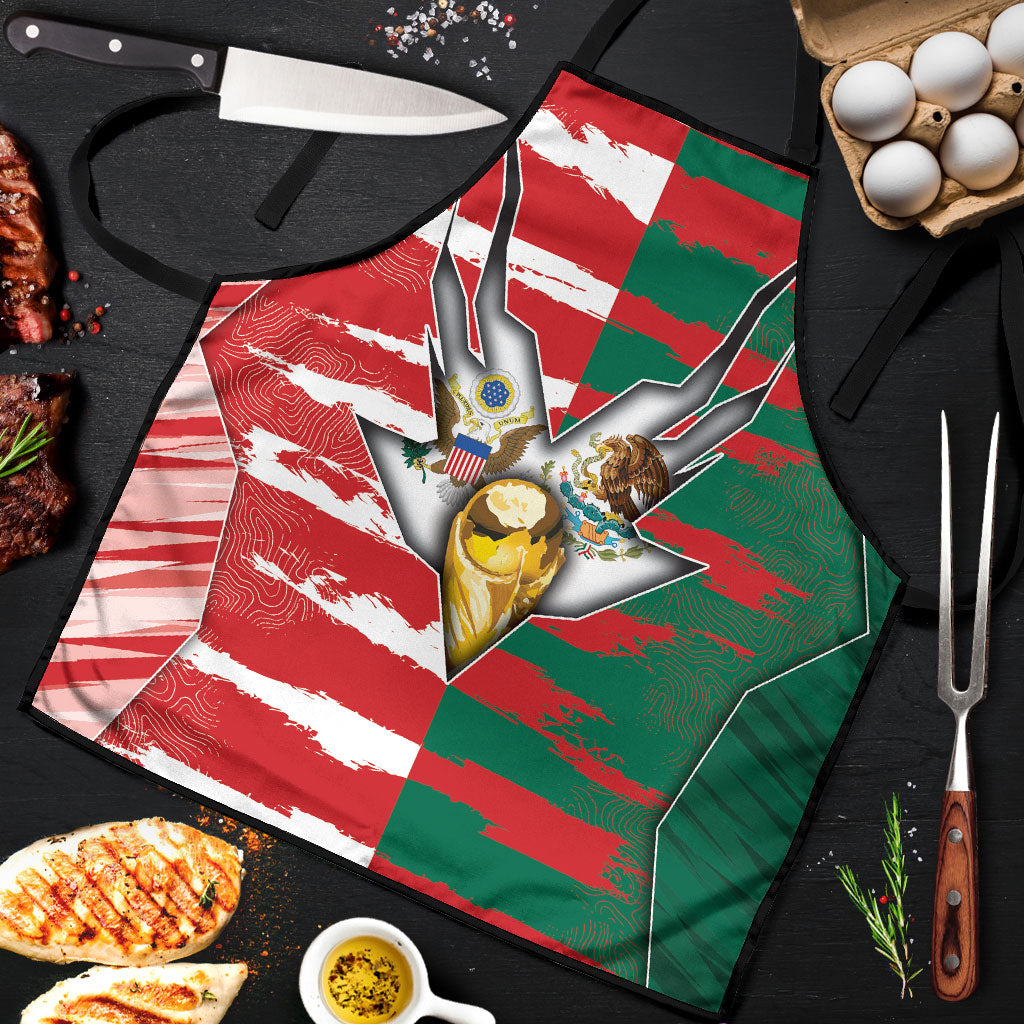 USA And Mexico Football Apron Split Flag Golden Trophy Grunge