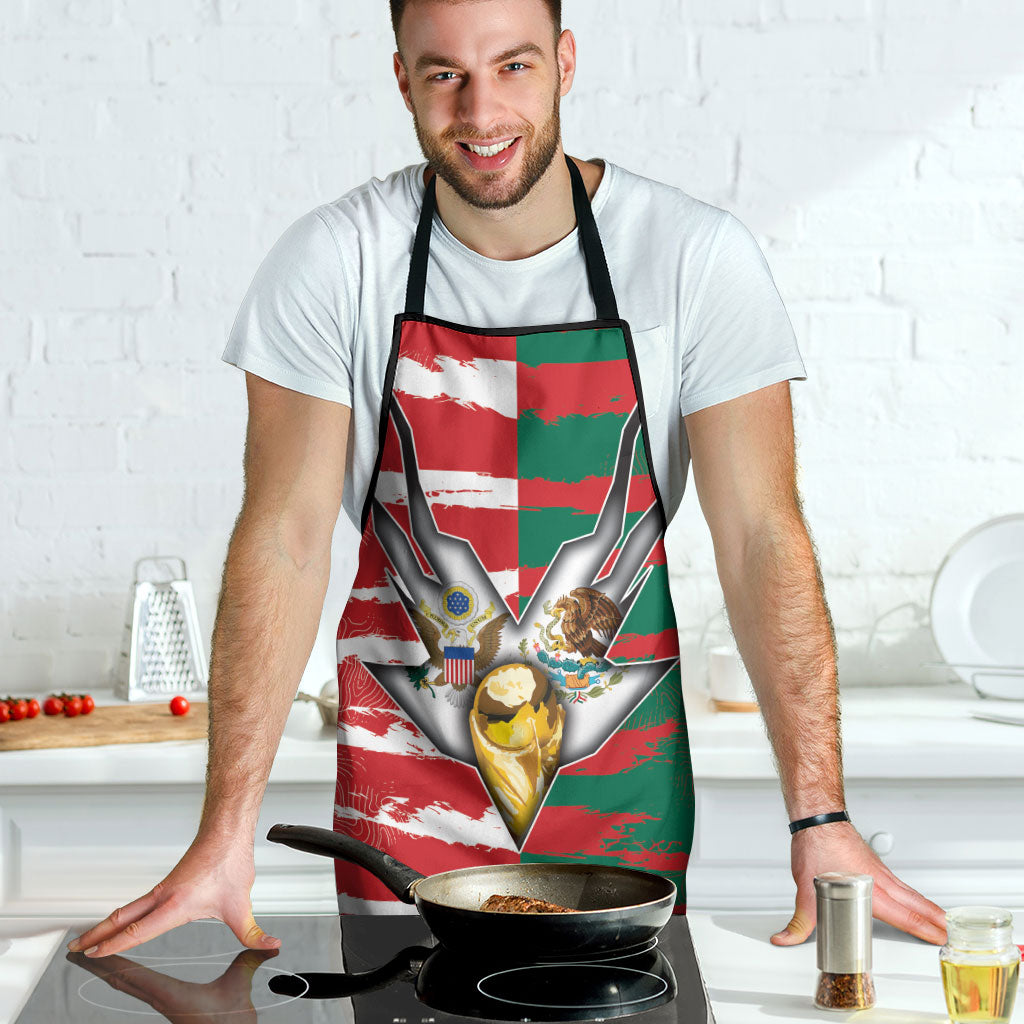 USA And Mexico Football Apron Split Flag Golden Trophy Grunge