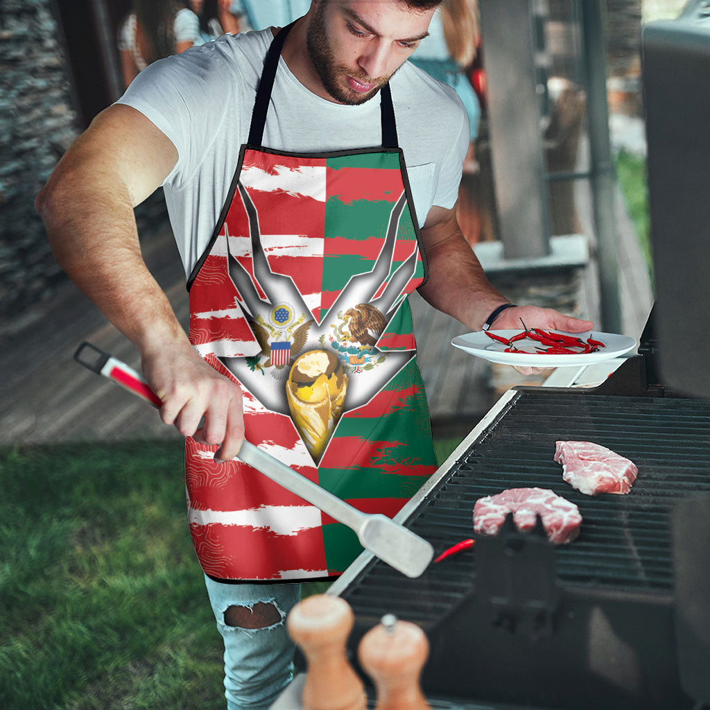 USA And Mexico Football Apron Split Flag Golden Trophy Grunge