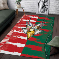 USA And Mexico Football Area Rug Split Flag Golden Trophy Grunge