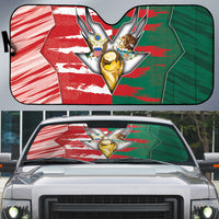 USA And Mexico Football Auto Sun Shade Split Flag Golden Trophy Grunge