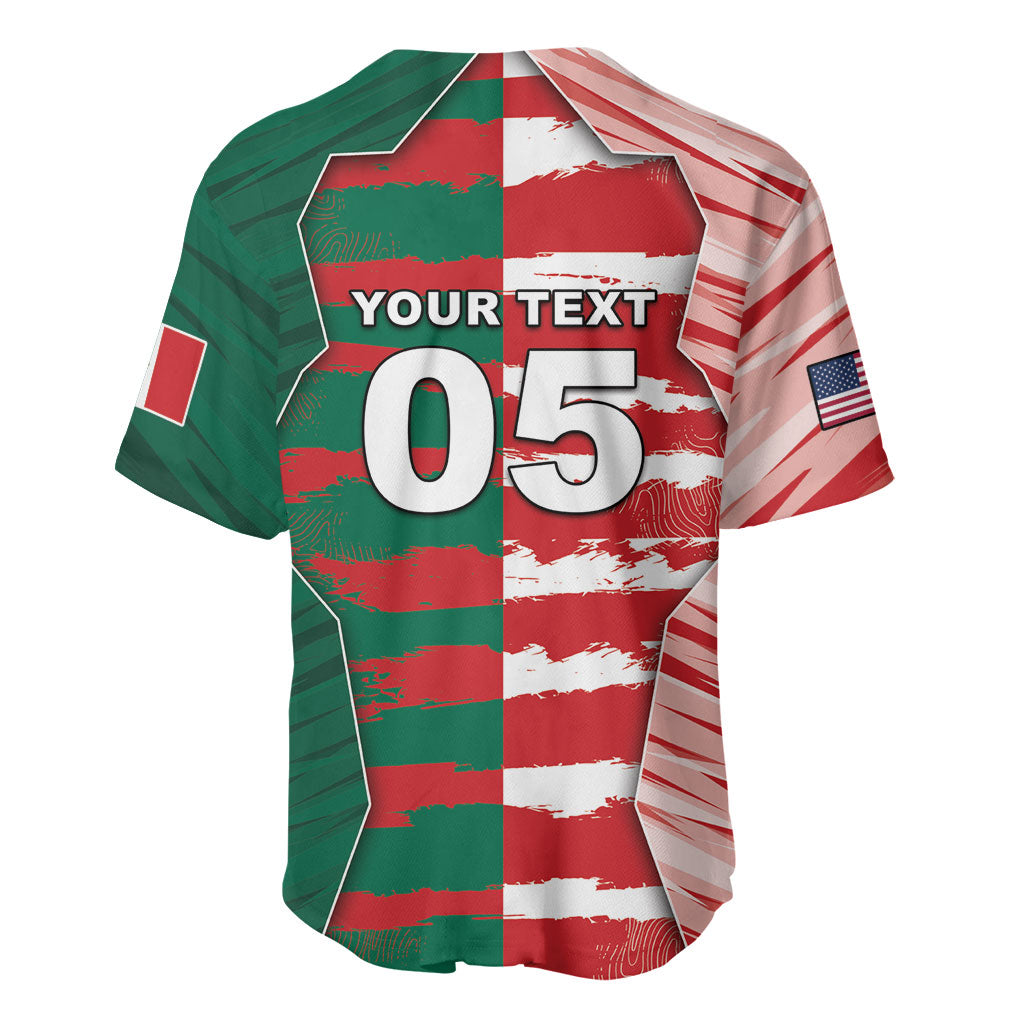 Custom USA And Mexico Football Baseball Jersey Split Flag Golden Trophy Grunge