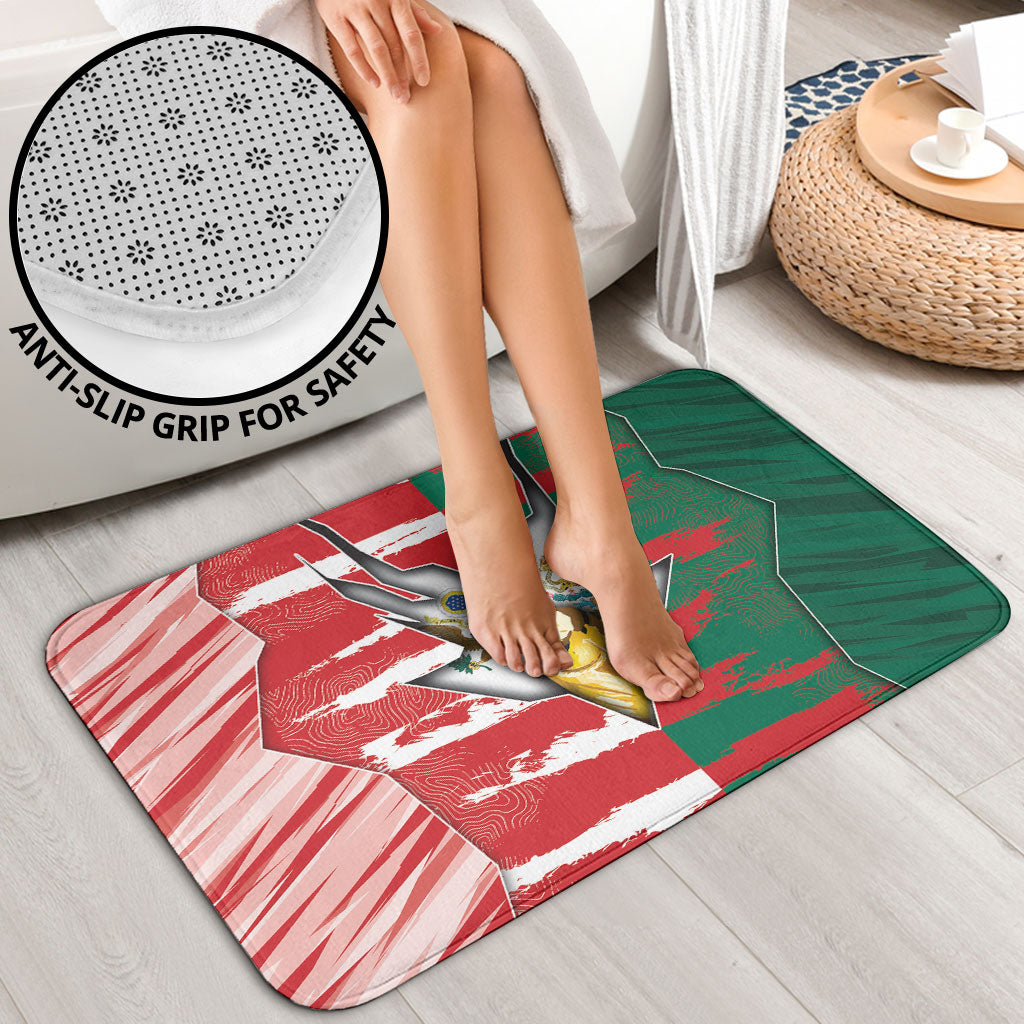 USA And Mexico Football Bathroom Set Split Flag Golden Trophy Grunge