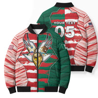 Custom USA And Mexico Football Bomber Puffer Jacket Split Flag Golden Trophy Grunge