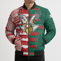 Custom USA And Mexico Football Bomber Puffer Jacket Split Flag Golden Trophy Grunge
