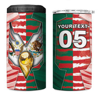 Custom USA And Mexico Football 4 in 1 Can Cooler Tumbler Split Flag Golden Trophy Grunge