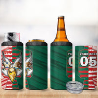 Custom USA And Mexico Football 4 in 1 Can Cooler Tumbler Split Flag Golden Trophy Grunge