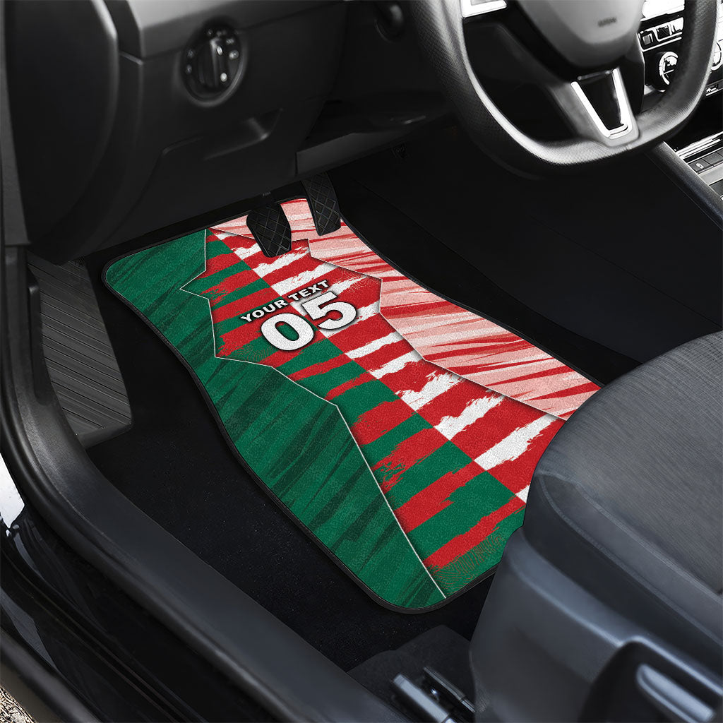 Custom USA And Mexico Football Car Mats Split Flag Golden Trophy Grunge
