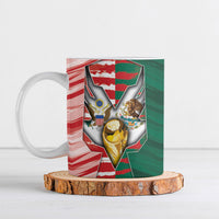 Custom USA And Mexico Football Ceramic Mug Split Flag Golden Trophy Grunge