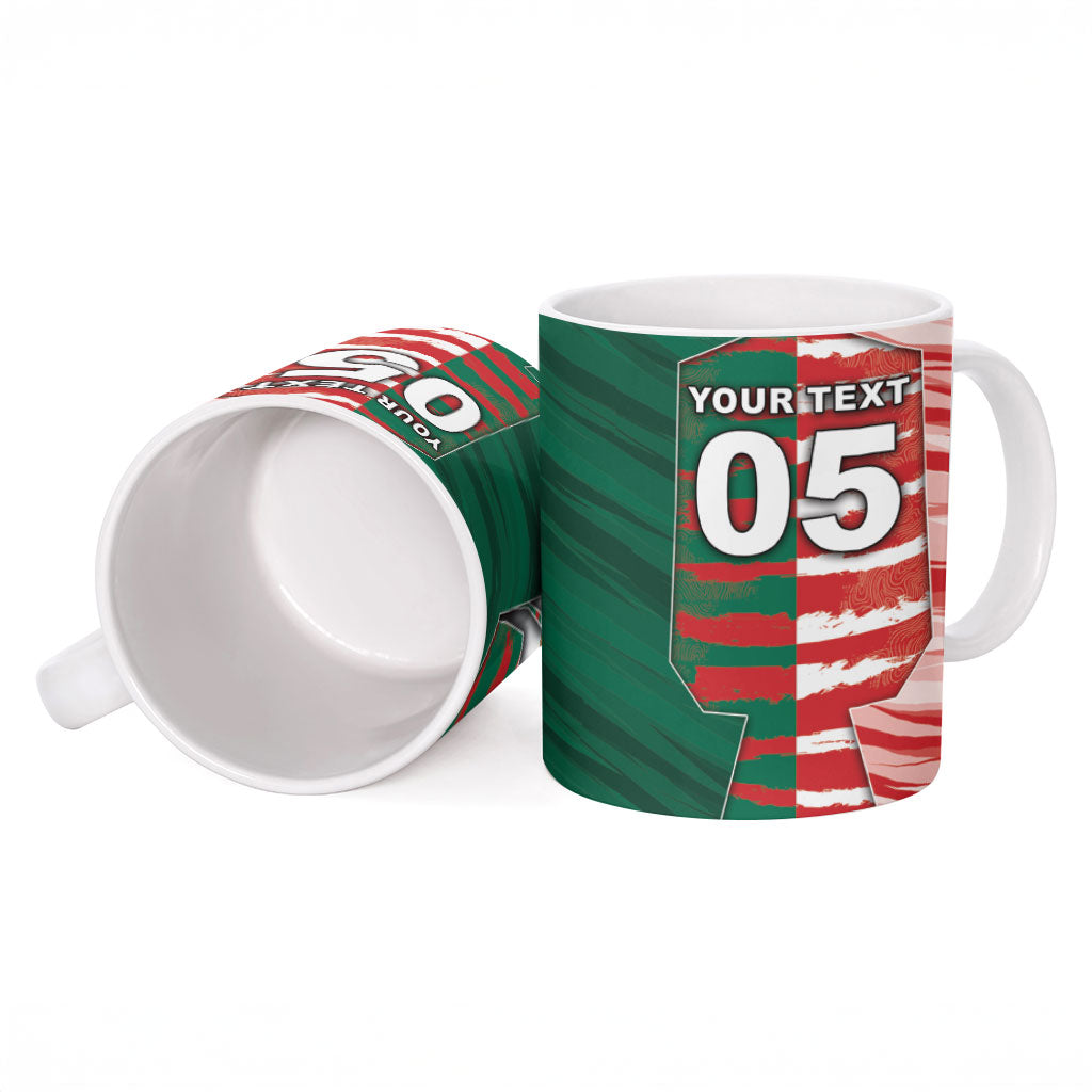 Custom USA And Mexico Football Ceramic Mug Split Flag Golden Trophy Grunge