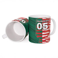 Custom USA And Mexico Football Ceramic Mug Split Flag Golden Trophy Grunge