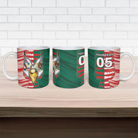 Custom USA And Mexico Football Ceramic Mug Split Flag Golden Trophy Grunge