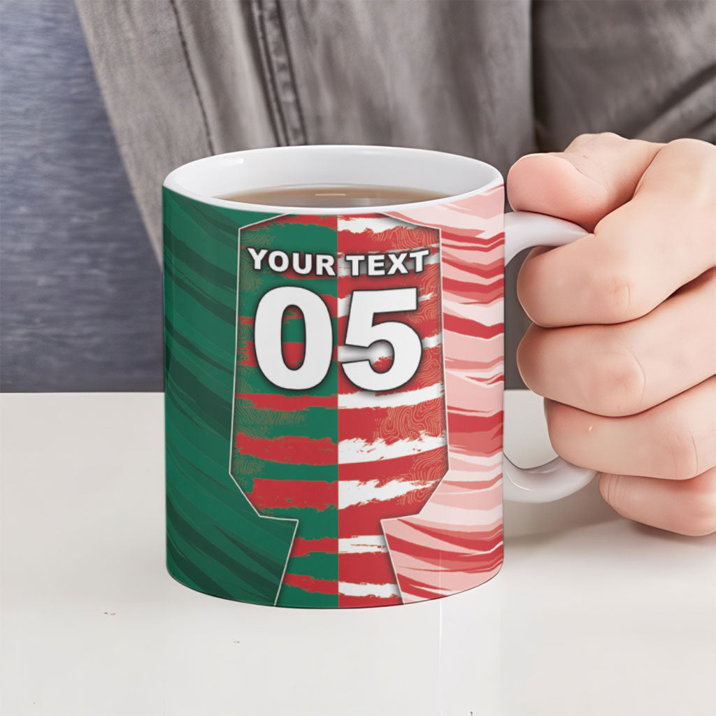 Custom USA And Mexico Football Ceramic Mug Split Flag Golden Trophy Grunge