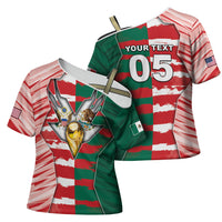 Custom USA And Mexico Football Cross Shoulder Shirt Split Flag Golden Trophy Grunge