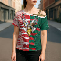 Custom USA And Mexico Football Cross Shoulder Shirt Split Flag Golden Trophy Grunge