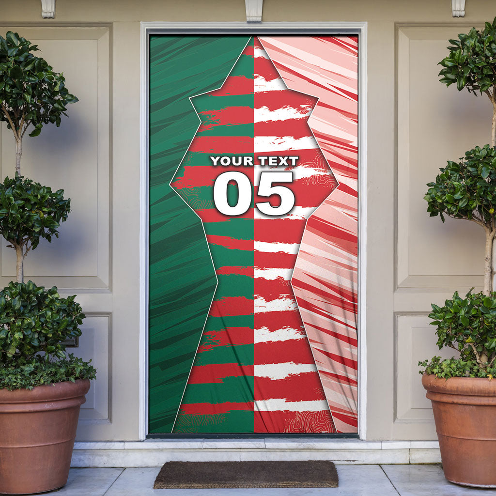 Custom USA And Mexico Football Door Cover Split Flag Golden Trophy Grunge