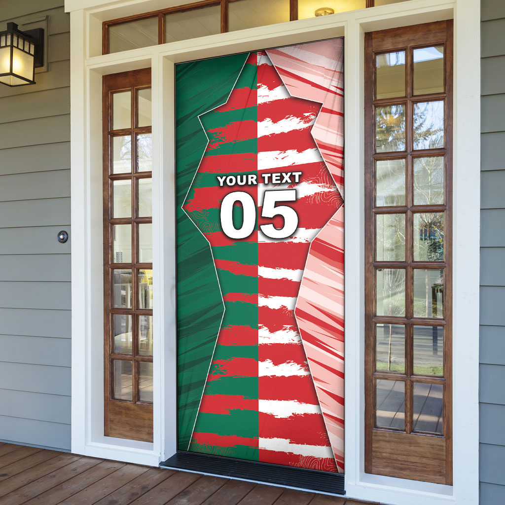 Custom USA And Mexico Football Door Cover Split Flag Golden Trophy Grunge