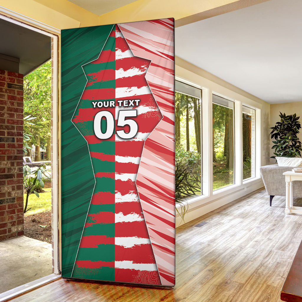 Custom USA And Mexico Football Door Cover Split Flag Golden Trophy Grunge
