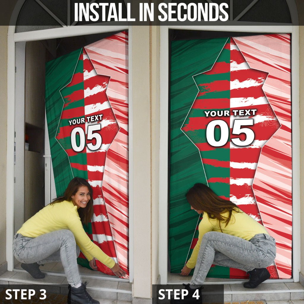 Custom USA And Mexico Football Door Cover Split Flag Golden Trophy Grunge